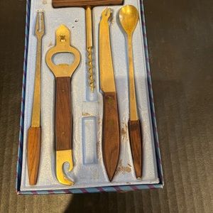 Vintage gold plated and rosewood bar set, 1960’s made in Japan. Original box